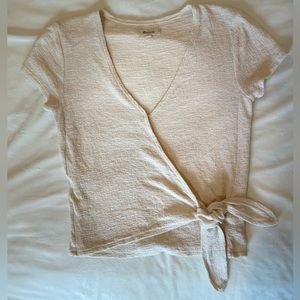 Madewell cream wrap tie blouse XXS